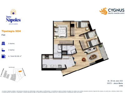 Departamento 3 dorm. 66.68 m²