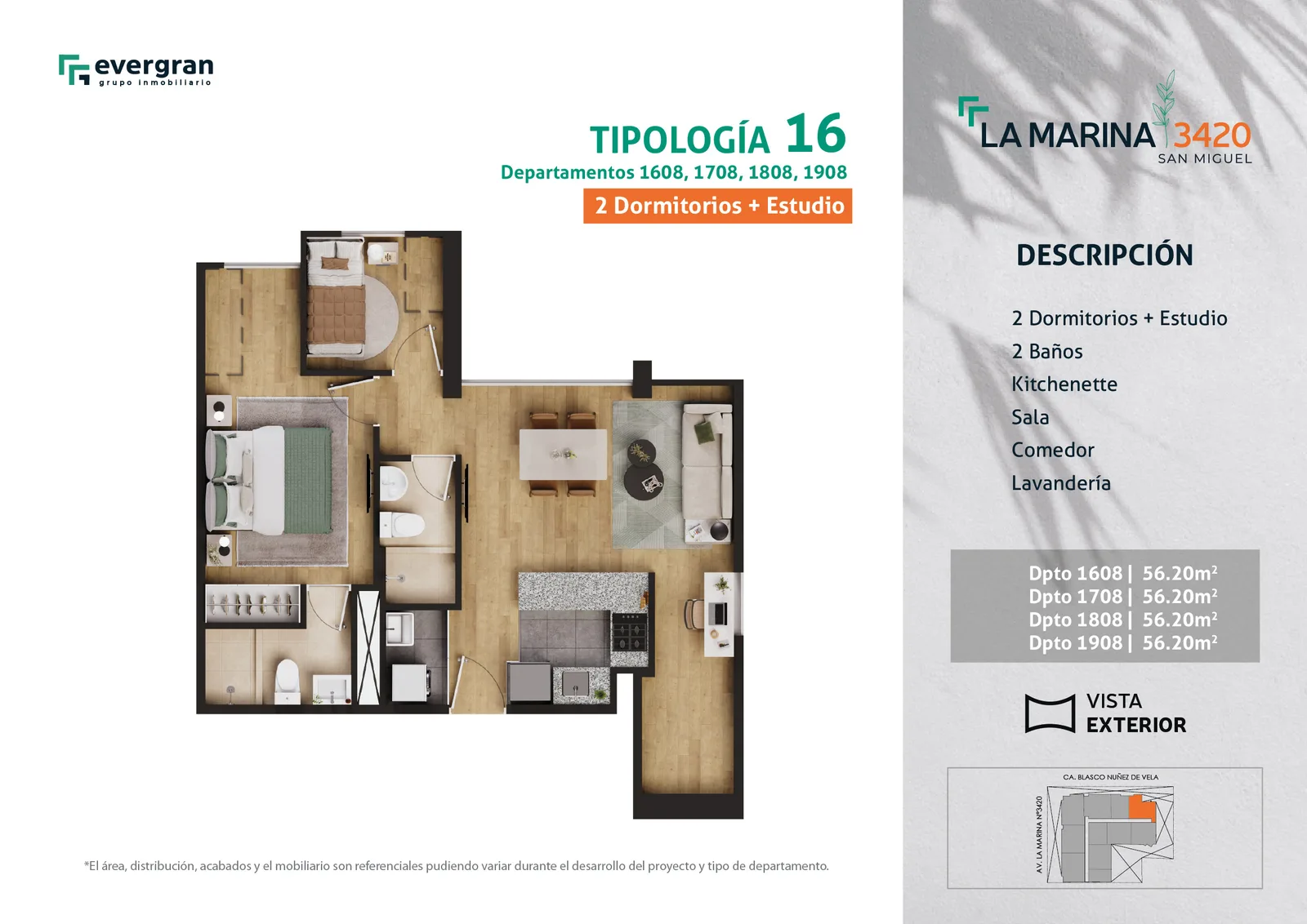 Modelo Tipo 16 · Pisos 16, 17, 18, 19