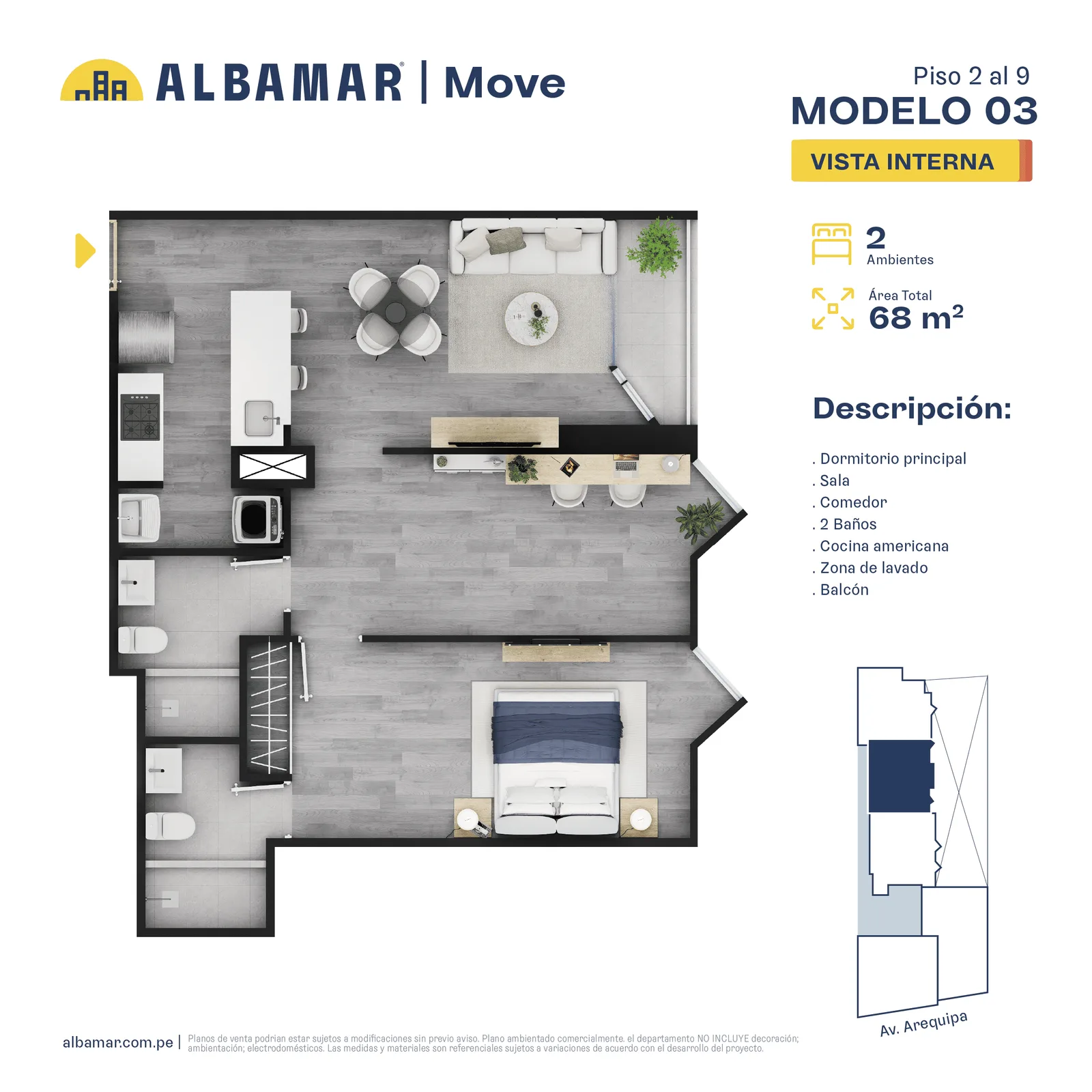 Modelo Modelo 3 · Pisos 2 al 9