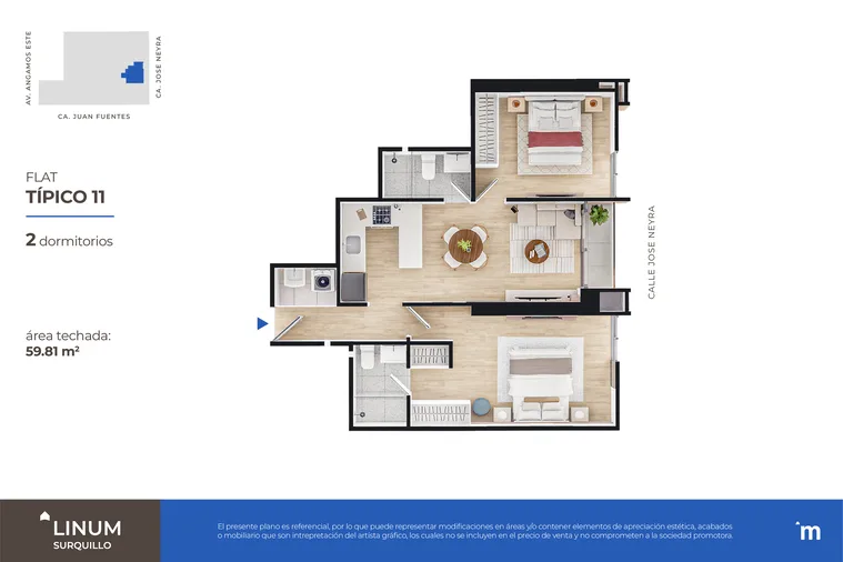 Modelo FLAT TÍPICO 11 · Pisos 2 al 12