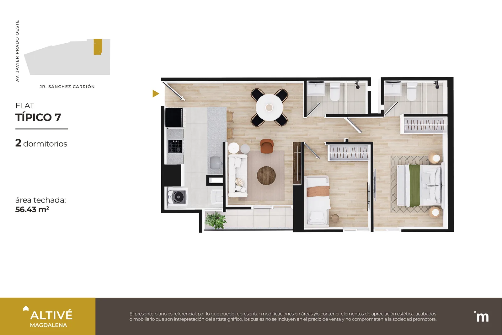 Modelo Flat Típico 07 · Pisos 5 y 14