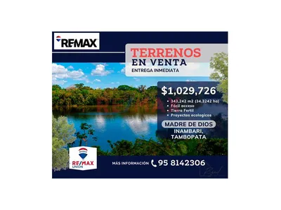 Venta Terreno En Madre De Dios, Tambopata - 34.3242 Hectareas