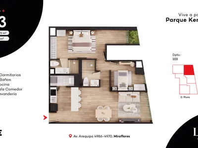 Departamento 3 dorm. 74.69 m²