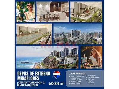 Flat De Dos Habitaciones Y Dos Baños Completos En Miraflores