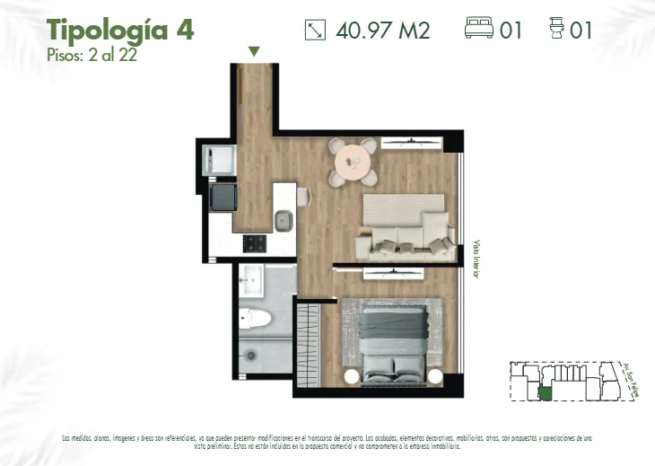 Modelo 4 · Pisos 6 al 22