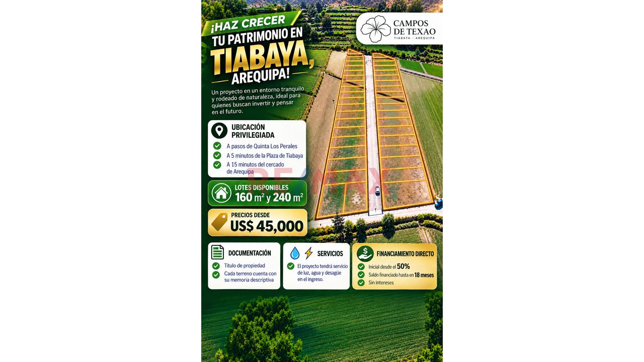 Venta De Terrenos Agricolas En Tiabaya