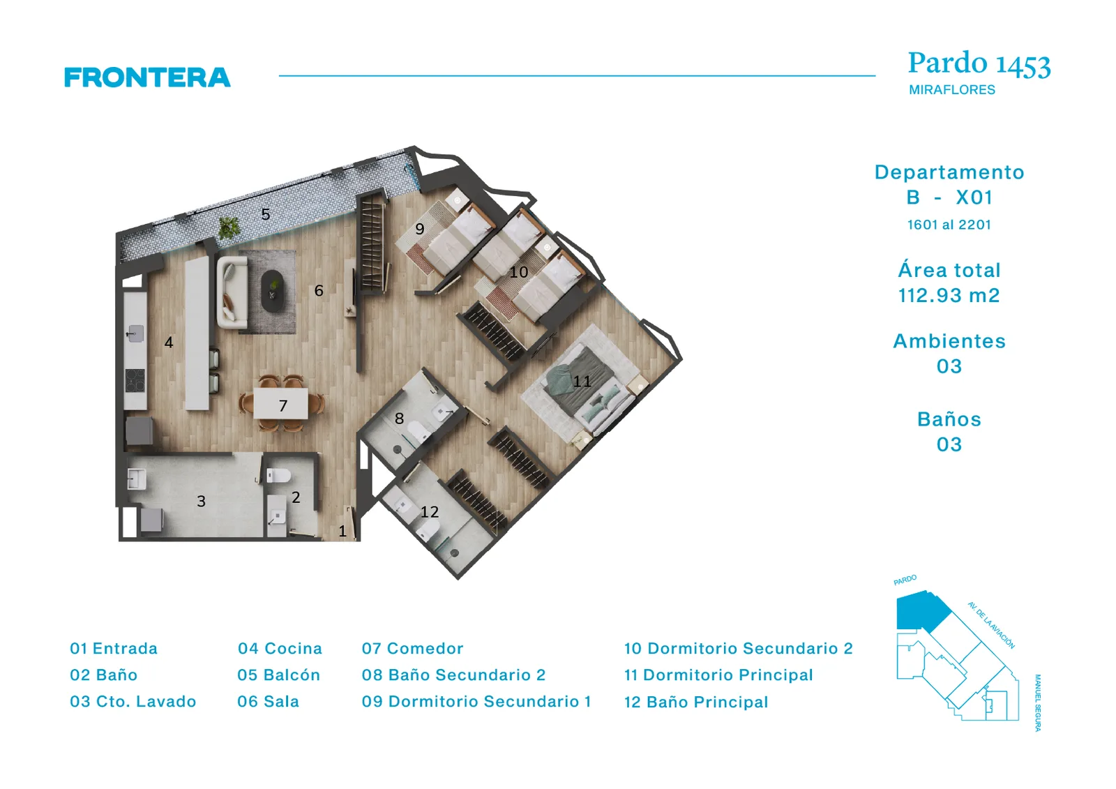 Modelo BX1 · Pisos 19 y 22