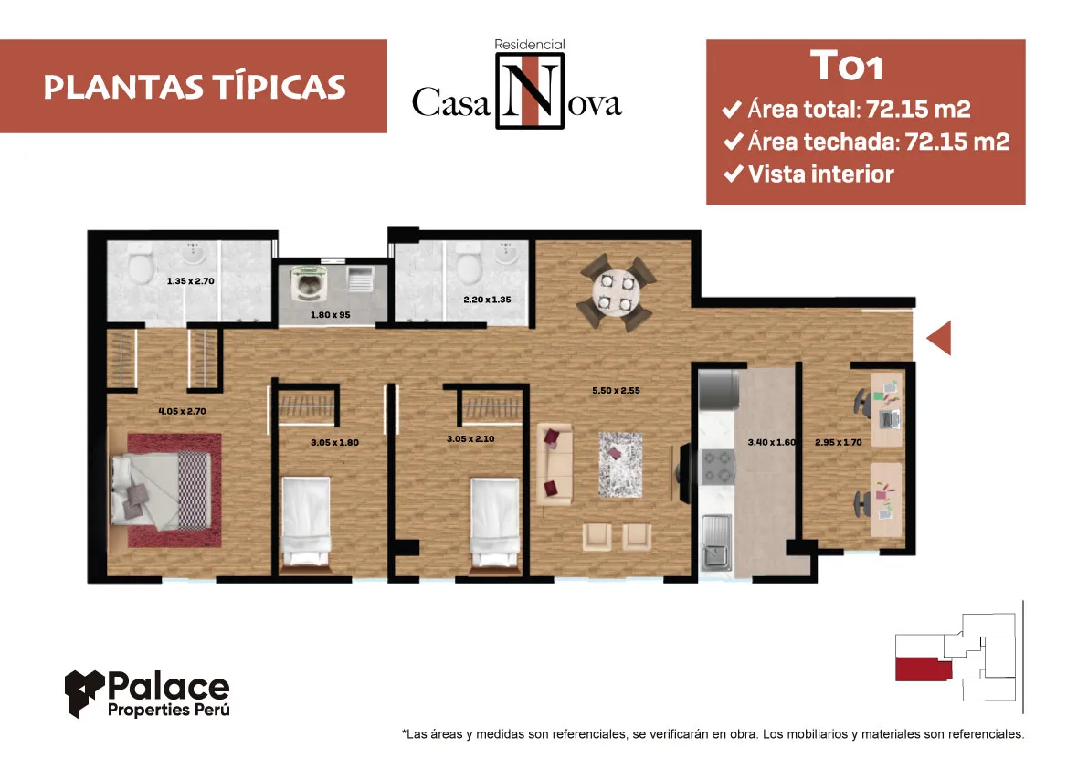 Modelo TIPO T01 · Pisos 4, 7, 9, 10