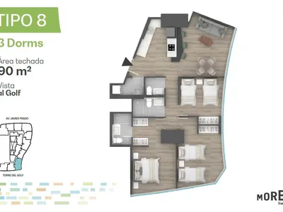 Departamento 3 dorm. 90.5 m²