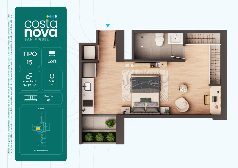 Modelo 15 · Pisos 3 al 22