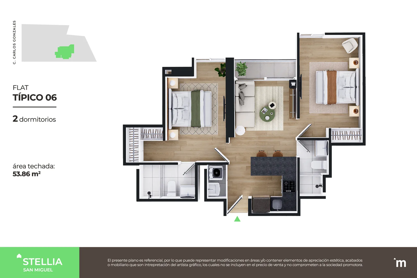 Modelo Flat Típico 06 · Pisos 4, 7, 9, 12