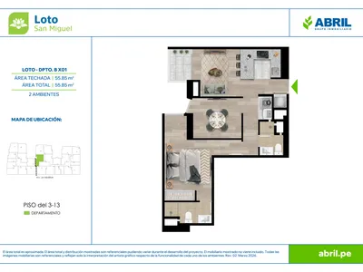 Modelo LOT-2-X01A · Pisos 3 al 9