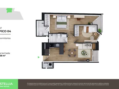 Modelo Flat Típico 04 · Pisos 3 al 22