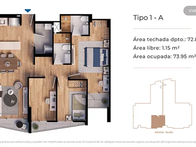 Modelo Tipo 1-A · Pisos 2 al 11
