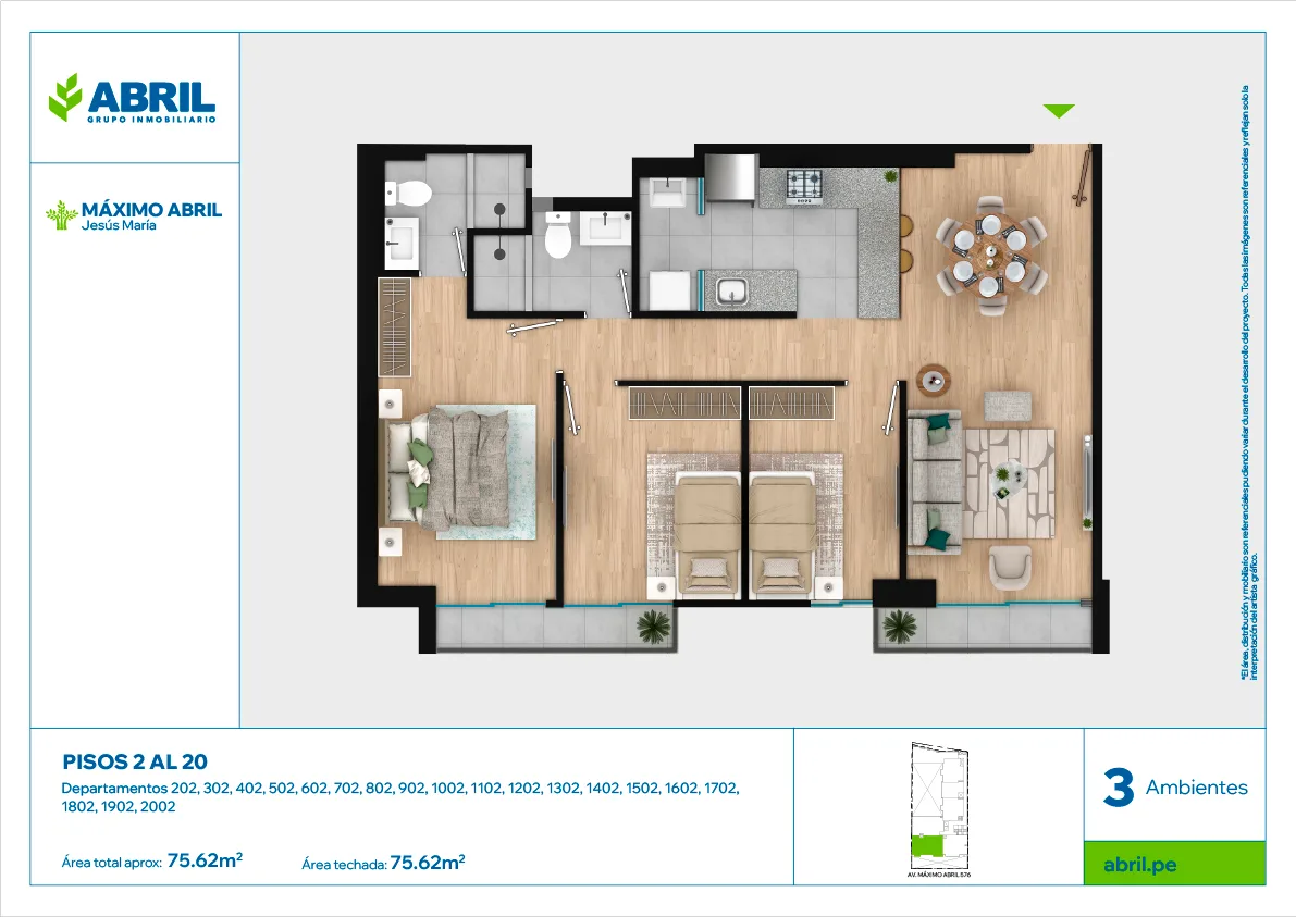 Modelo MAX-202AL2002 · Pisos 12, 15, 19, 20