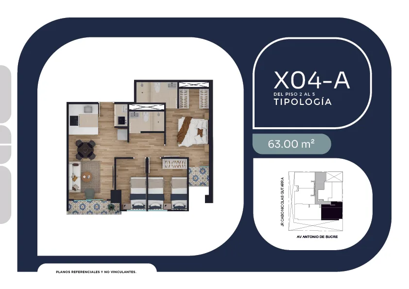 Modelo X04-A · Pisos 2, 3, 4
