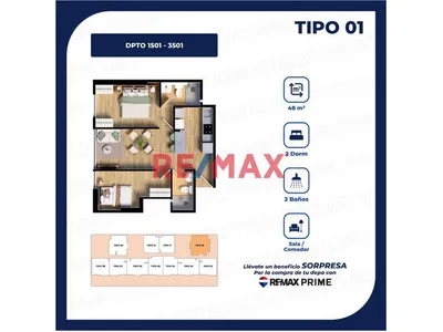 Departamento 48 M2 Estreno