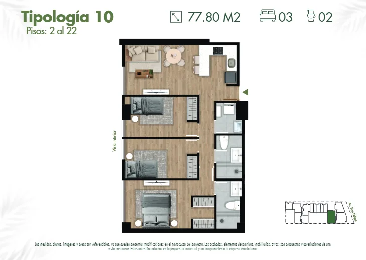 Modelo 10 · Pisos 3 al 22