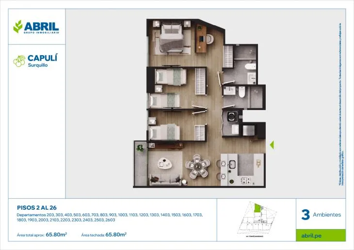 Modelo CAP-203AL2603_V1 · Pisos 3 al 26