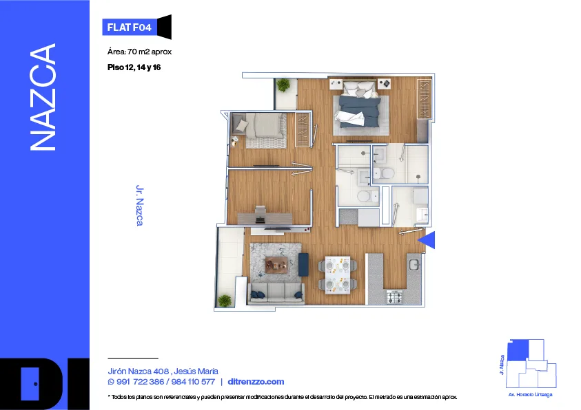 Modelo F04 · Pisos 12, 14, 16