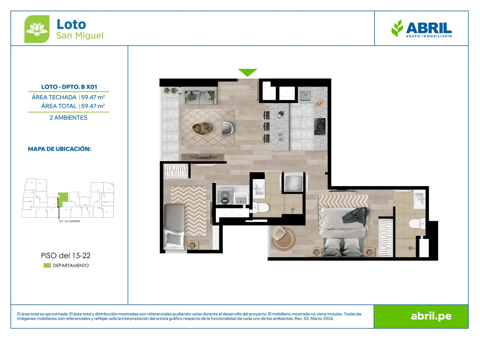 Modelo LOT-2-X01C · Pisos 15 al 22