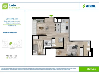Modelo LOT-2-X01C · Pisos 15 al 22