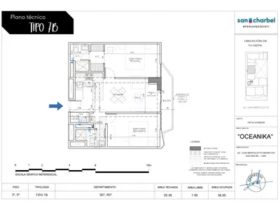 Departamento 2 dorm. 56.95 m²