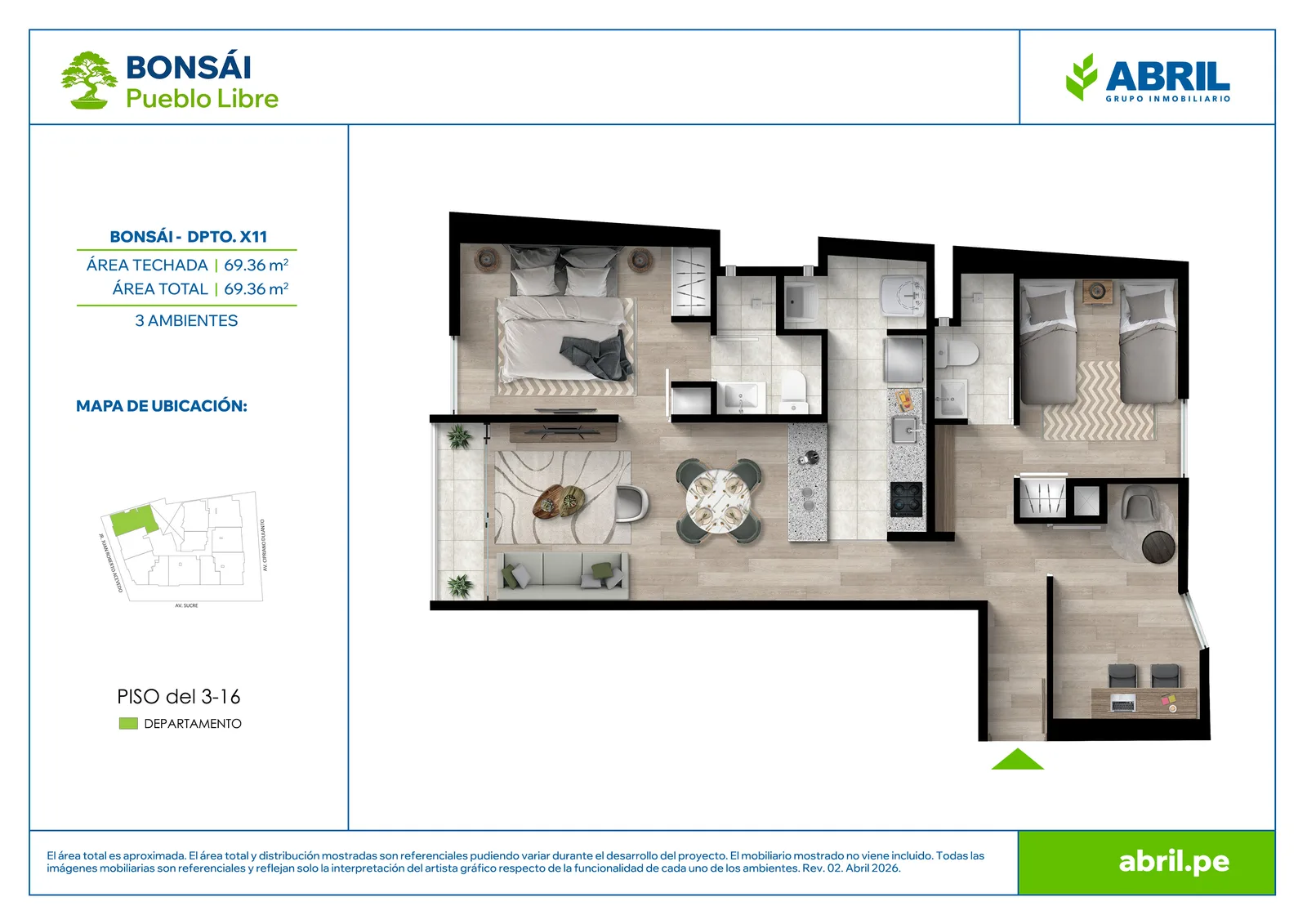 Modelo BON-X11A · Pisos 5 al 16