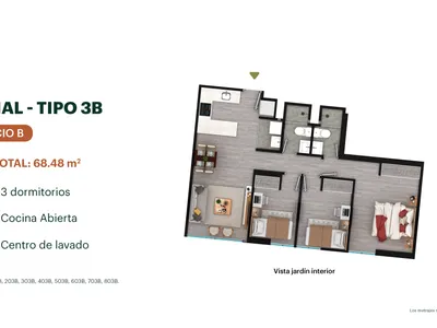 Modelo TIPO 3B · Pisos 1 al 8