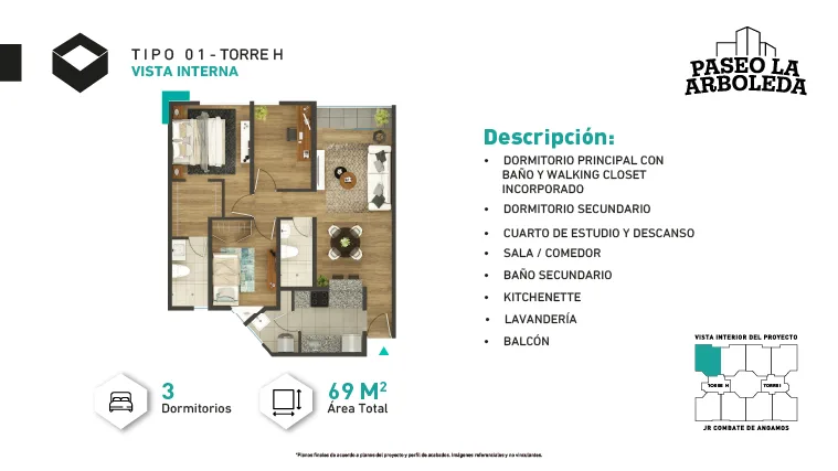 Modelo H-Tipo 1 · Pisos 1 al 9