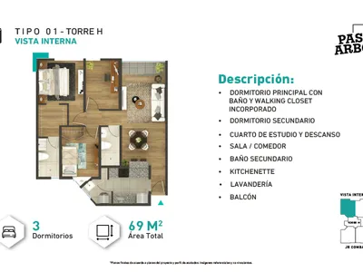 Modelo H-Tipo 1 · Pisos 1 al 9