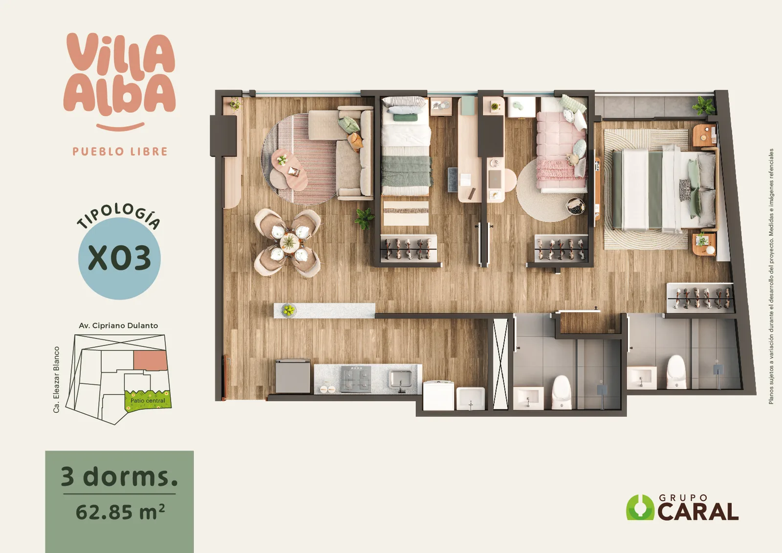 Modelo 3D-1X03 · Pisos 13 al 19