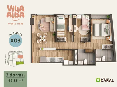 Modelo 3D-1X03 · Pisos 13 al 19