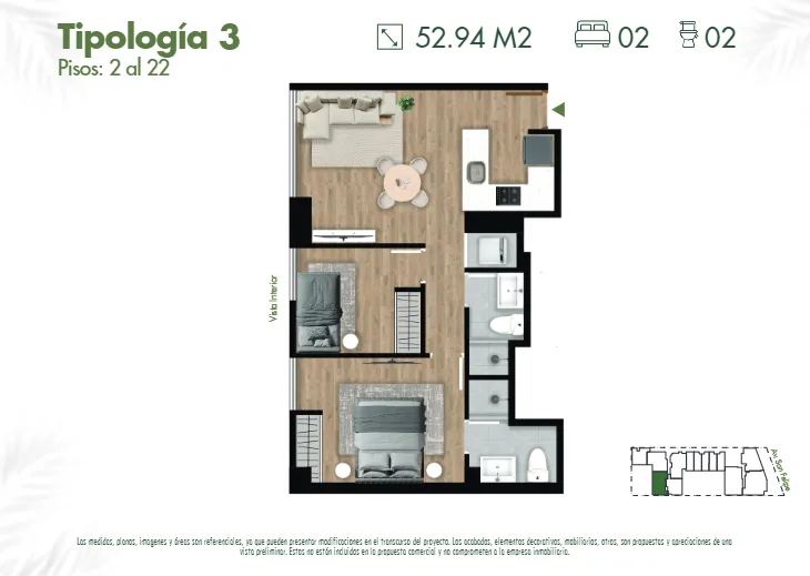 Modelo 3 · Pisos 3 al 22