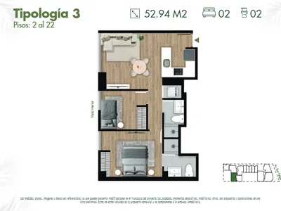 Modelo 3 · Pisos 3 al 22