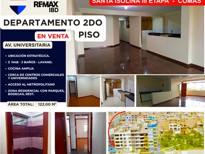 VENDO Departamento 3 dorm. 122 m² EN URB SANTA ISOLINA COMAS