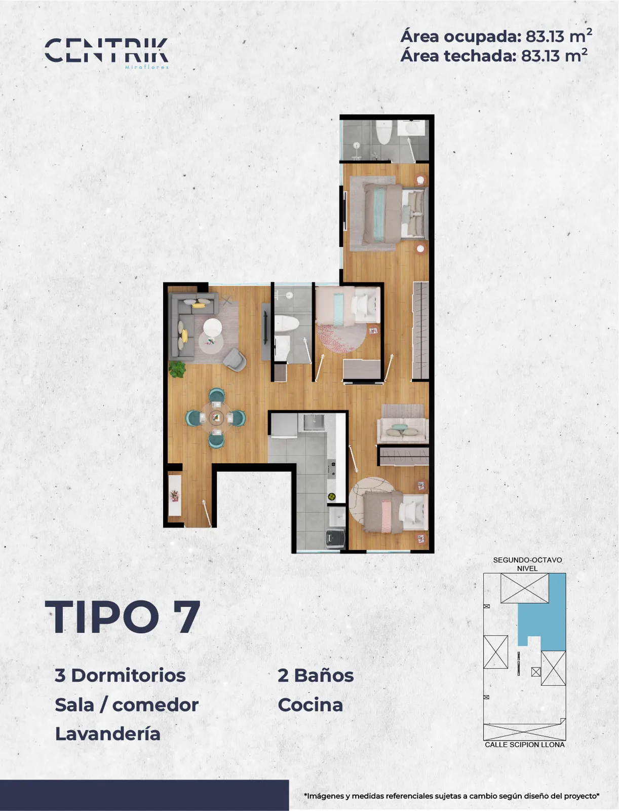 Modelo Tipo 7 · Pisos 2, 6, 7, 8