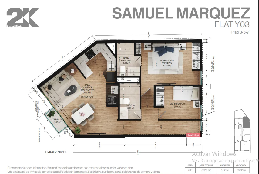 Modelo Y03/X04 · Pisos 3, 5, 7, 9
