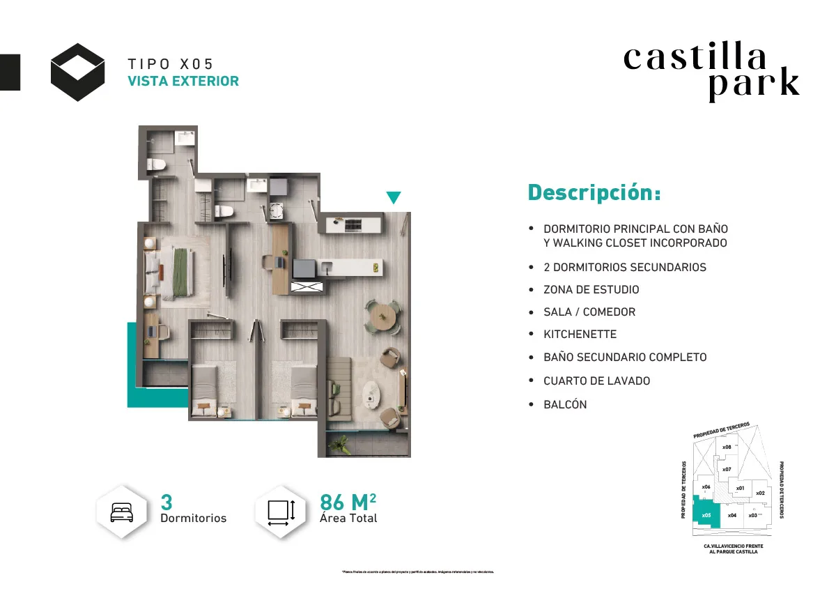 Modelo Tipo X05 · Pisos 8 al 20
