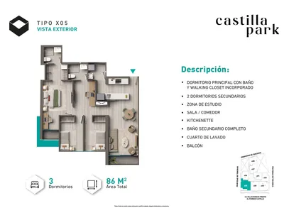 Modelo Tipo X05 · Pisos 8 al 20