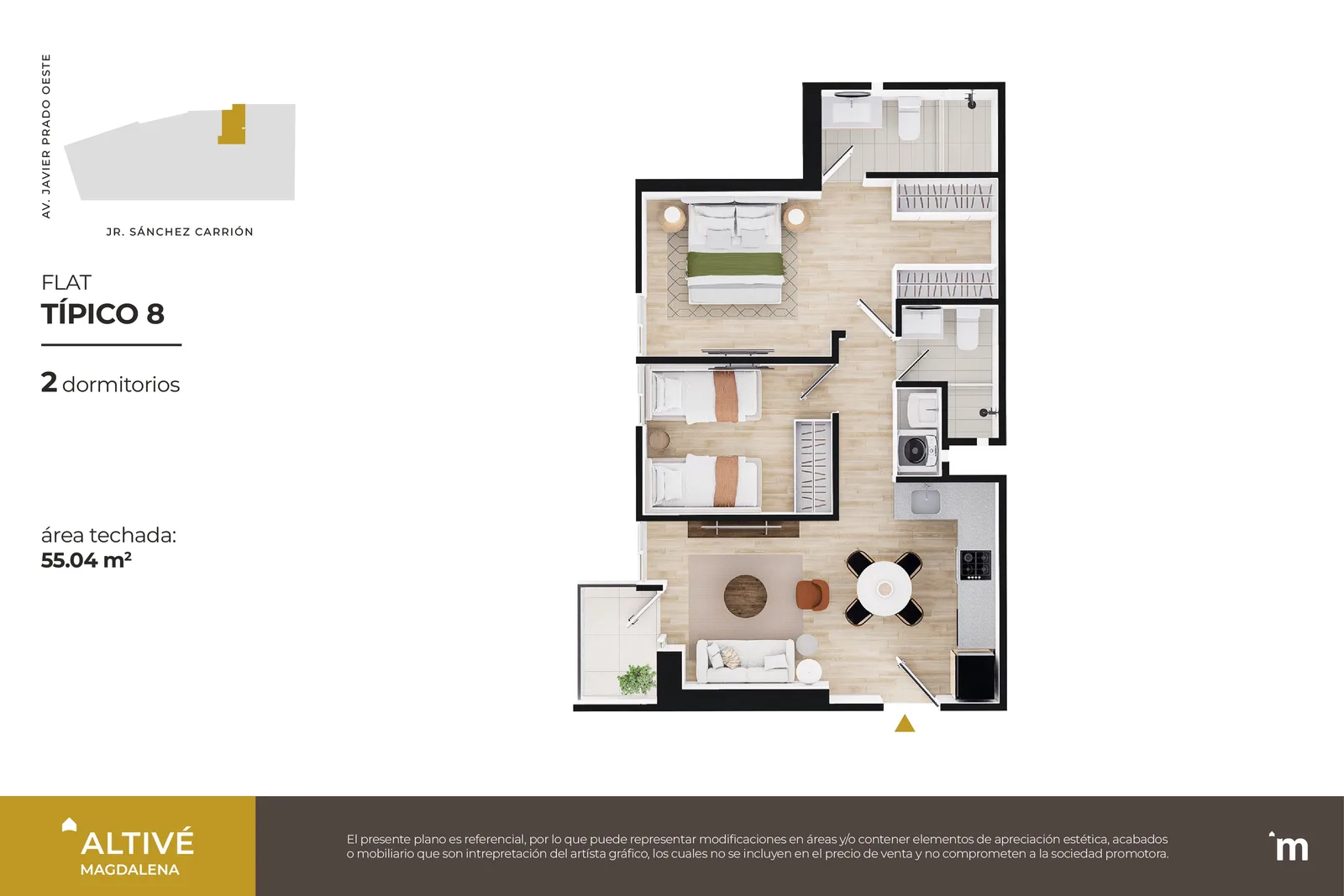 Modelo Flat Típico 08 · Pisos 1 al 15