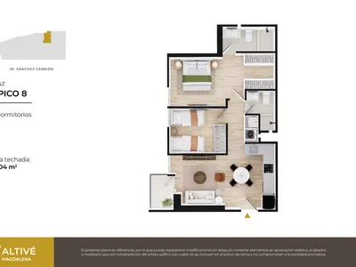 Modelo Flat Típico 08 · Pisos 1 al 15