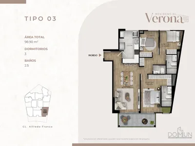 Modelo TIPO 3 · Pisos 2, 5, 6