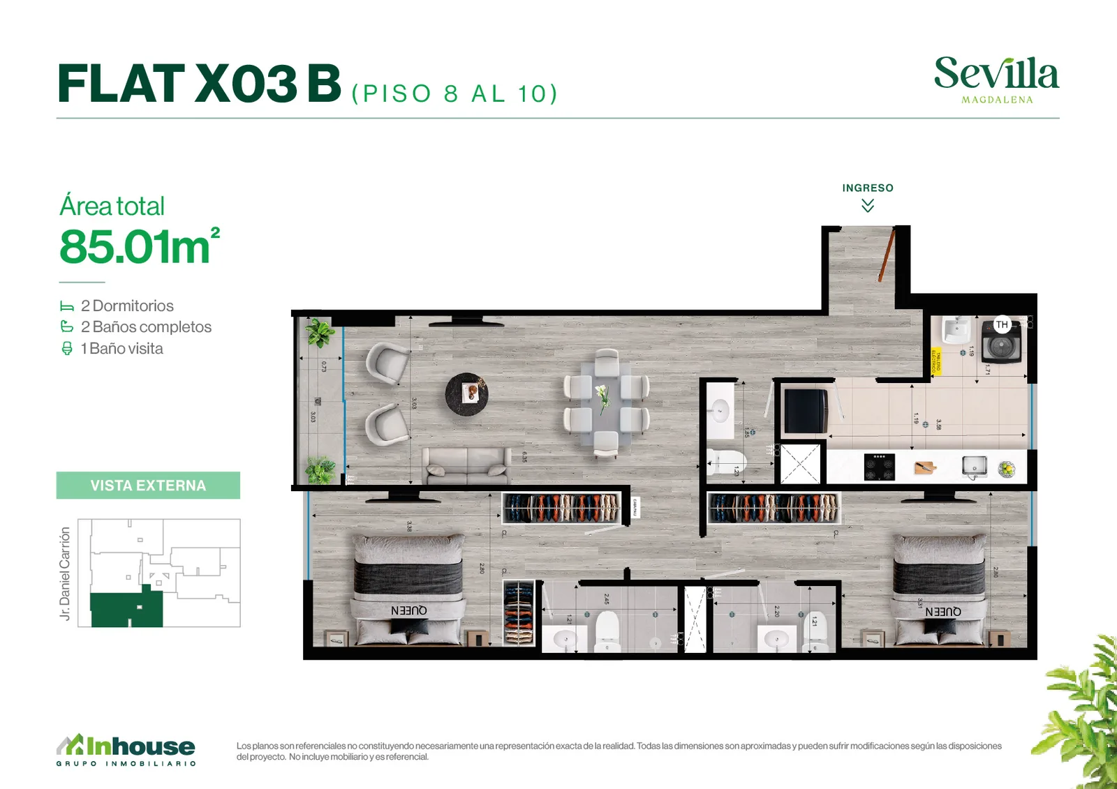 Modelo X03B · Pisos 8, 9, 10