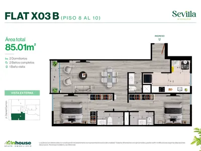 Modelo X03B · Pisos 8, 9, 10