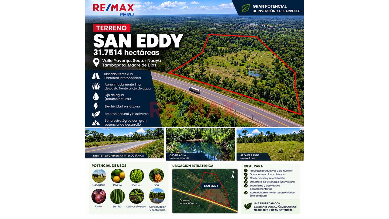 🌿 Terreno San Eddy En Venta | 31.7514 Hectáreas | Madre De Dios