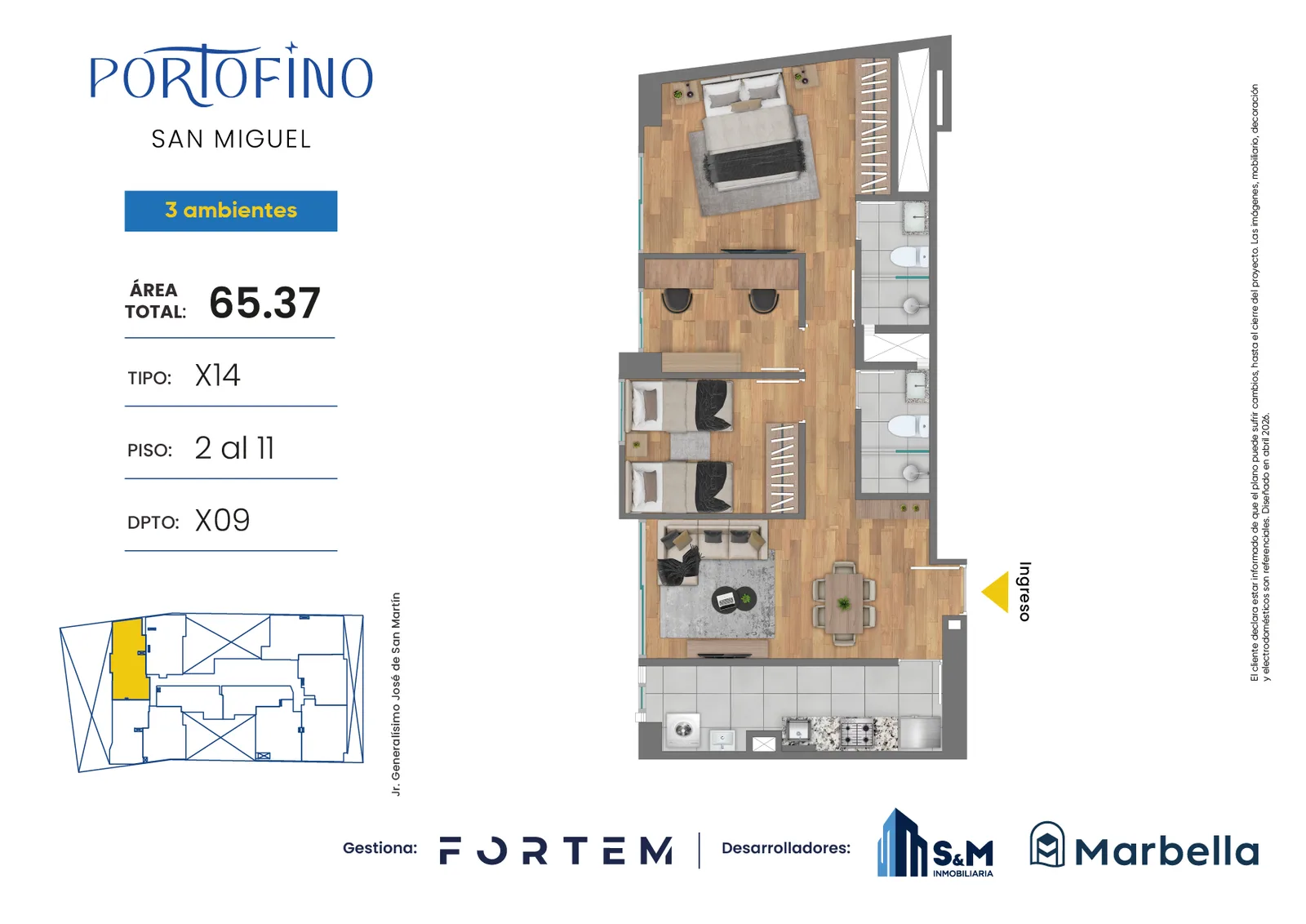 Modelo TD-X14 · Pisos 2 al 11
