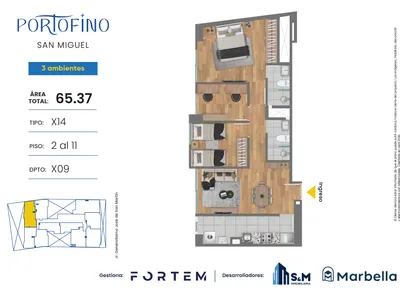 Modelo TD-X14 · Pisos 2 al 11