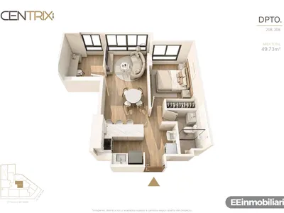 Departamento 2 dorm. 49.73 m²