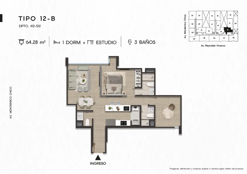 Modelo TIPO 12-B · Pisos 4 y 5
